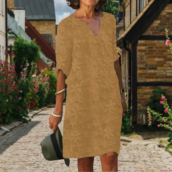 Maggie Women's Dress - Elegant V-Neck Flowy Summer Dress for Sunny Days