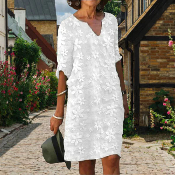 Maggie Women's Dress - Elegant V-Neck Flowy Summer Dress for Sunny Days