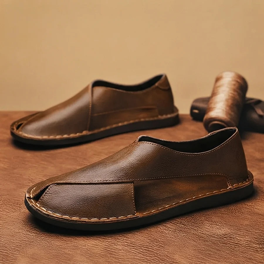 Vasco | Sandalias De Cuero Hombre Rasas Slip-on