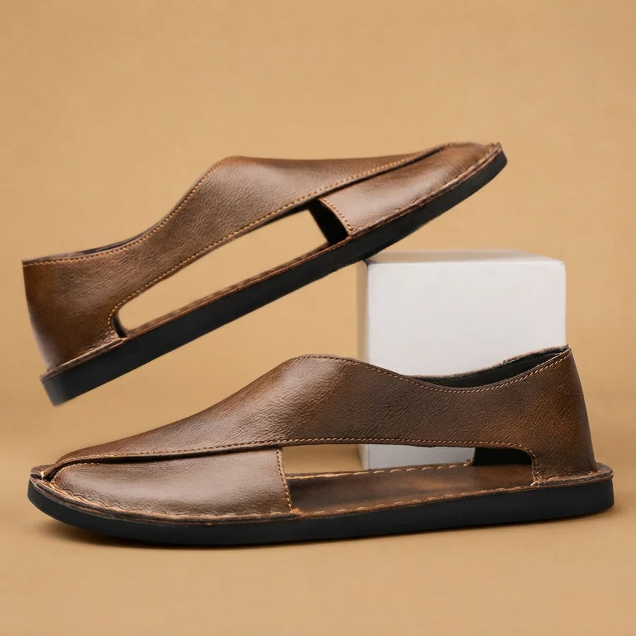 Vasco | Sandalias De Cuero Hombre Planas Slip-on
