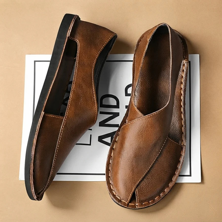 Vasco | Sandalias De Cuero Hombre Planas Slip-on