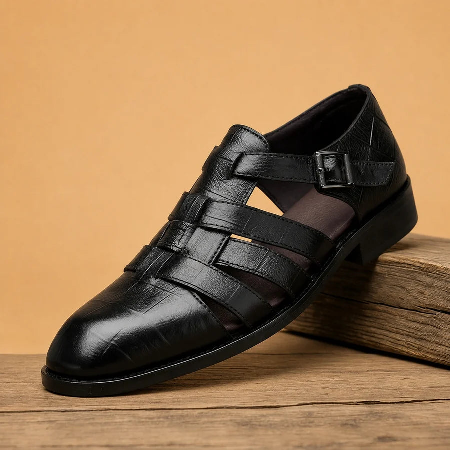 Nuno | Sandalias De Pescador De Cuero Hombre Punta Cerrada Hebilla