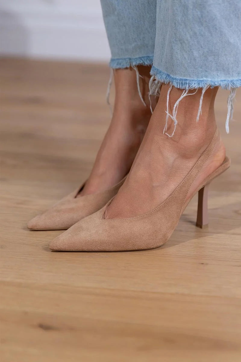 Marlena - Pumps Slingback Nude con Tacón Fino