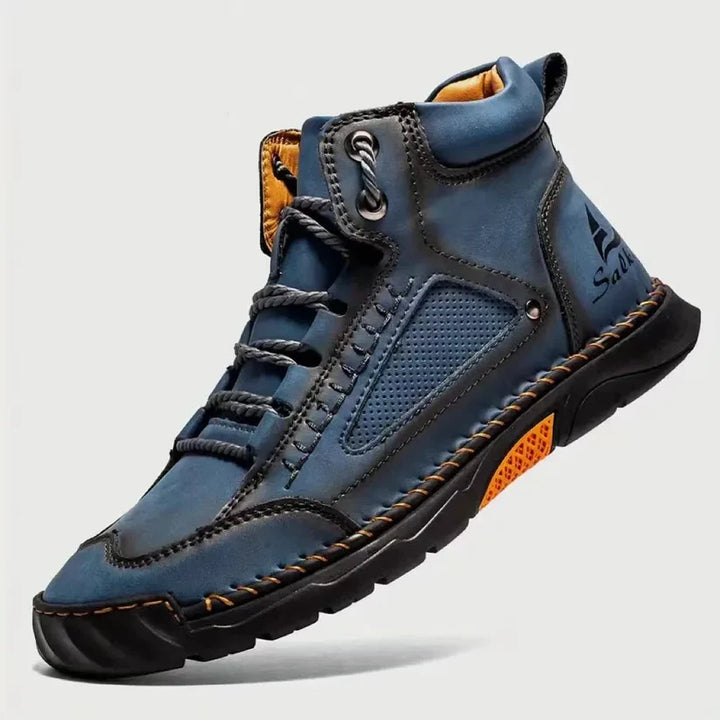 Dorian - Zapatos Botines Cortos De Cuero Con Costura Artesanal