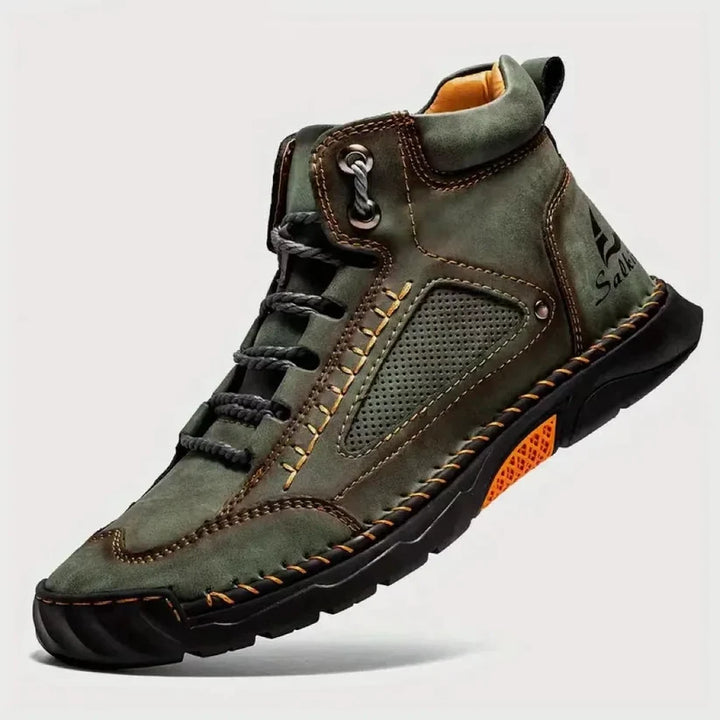 Dorian - Zapatos Botines Cortos De Cuero Con Costura Artesanal