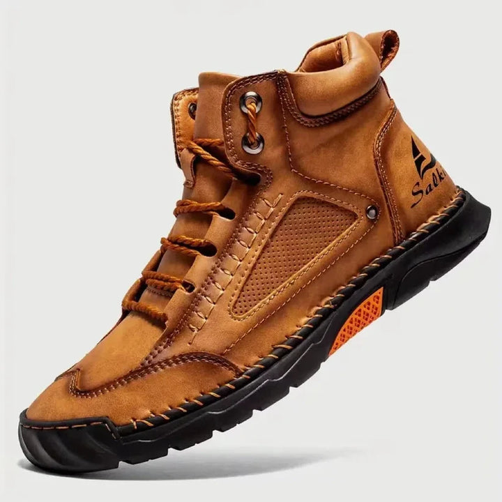 Dorian - Zapatos Botines Cortos De Cuero Con Costura Artesanal