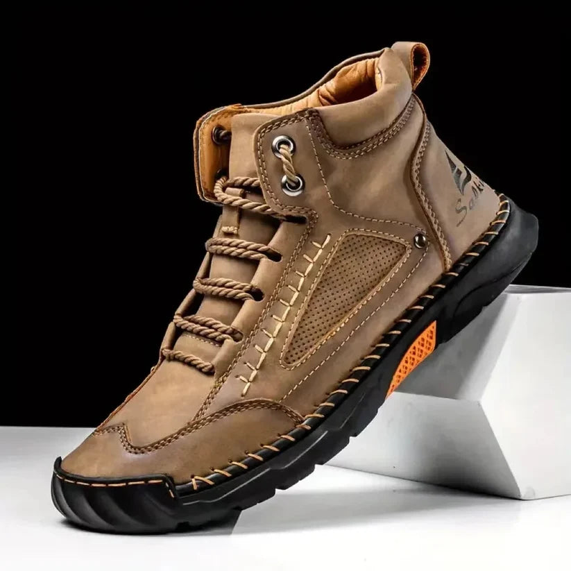 Dorian - Zapatos Botines Cortos De Cuero Con Costura Artesanal