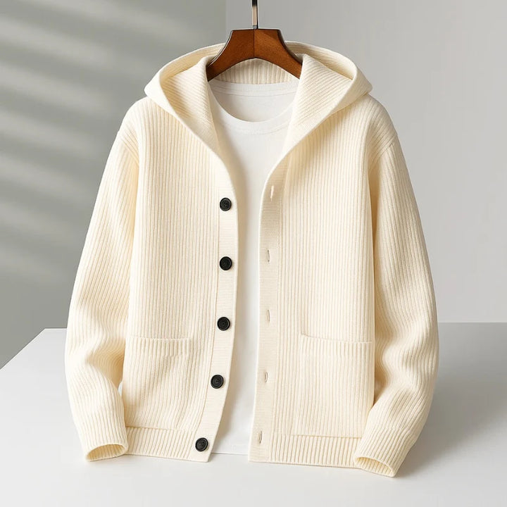 Simão | Cardigan de Malha com Capuz e Botões para Homem