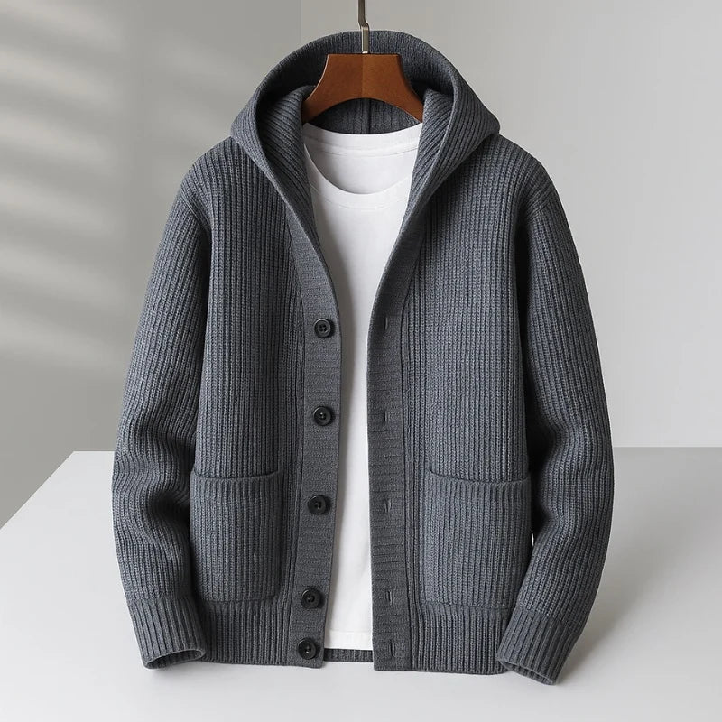 Simão | Cardigan de Malha com Capuz e Botões para Homem