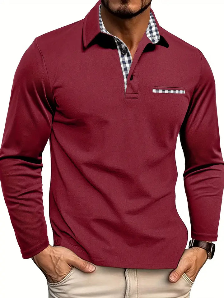 POLO DE MANGA COMPRIDA PARA HOMEM - MISTURA DE ALGODÃO CONFORTÁVEL E VERSÁTIL