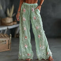 PANTALONES CASUALES DE LINO MIXTO CON ESTAMPADO FLORAL BORDADO VINTAGE DE PRIMAVERA PARA MUJER