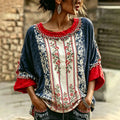 - CAMISETA LINO BORDADO FLORAL CONTRASTE