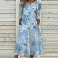 Vestido casual retro con estampado floral artístico