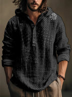Camisa con capucha de lino estilo sashiko japonés