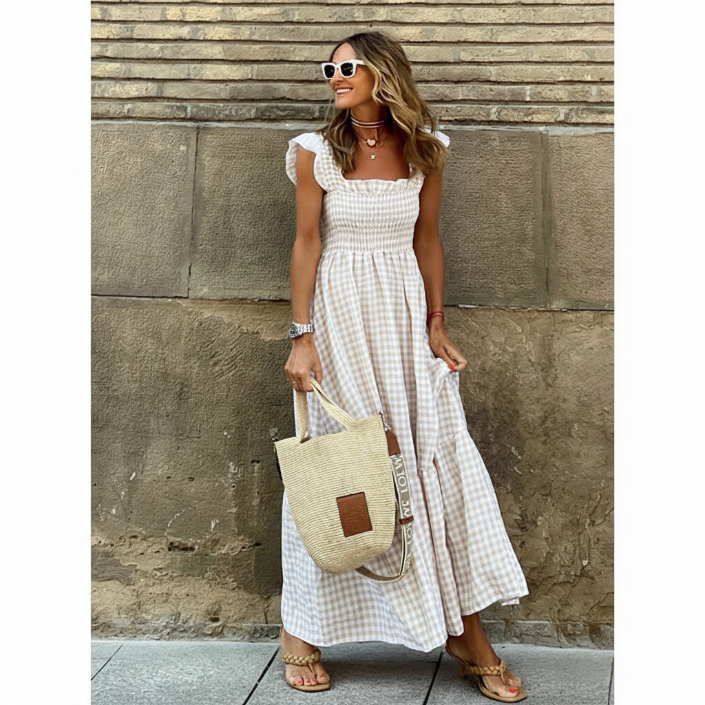 Vestido Bege/Cinza
