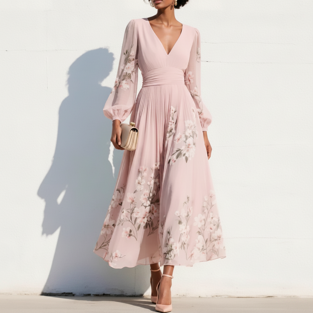 Vestido Plisado — Rosa